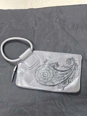 HOBO Inked Hyde 2018 Collectors Edition Gray Embossed Floral Wristlet